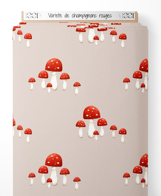 Tissu - Variété de champignons rouges