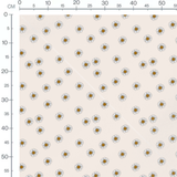 Tissu - Marguerites souriantes fond beige
