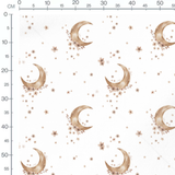 Tissu - Lunes et fleurs beige