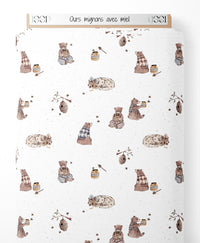 Tissu - Ours mignons avec miel