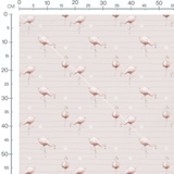 Tissu - Flamants roses sur fond beige