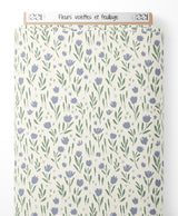 Tissu - Fleurs violettes et feuillage