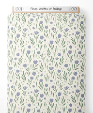 Tissu - Fleurs violettes et feuillage