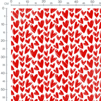 Tissu - Cœurs rouges variés sur blanc