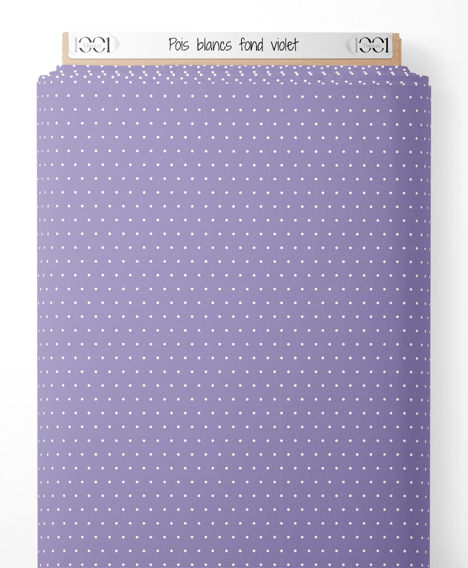 Tissu - Pois blancs sur fond violet