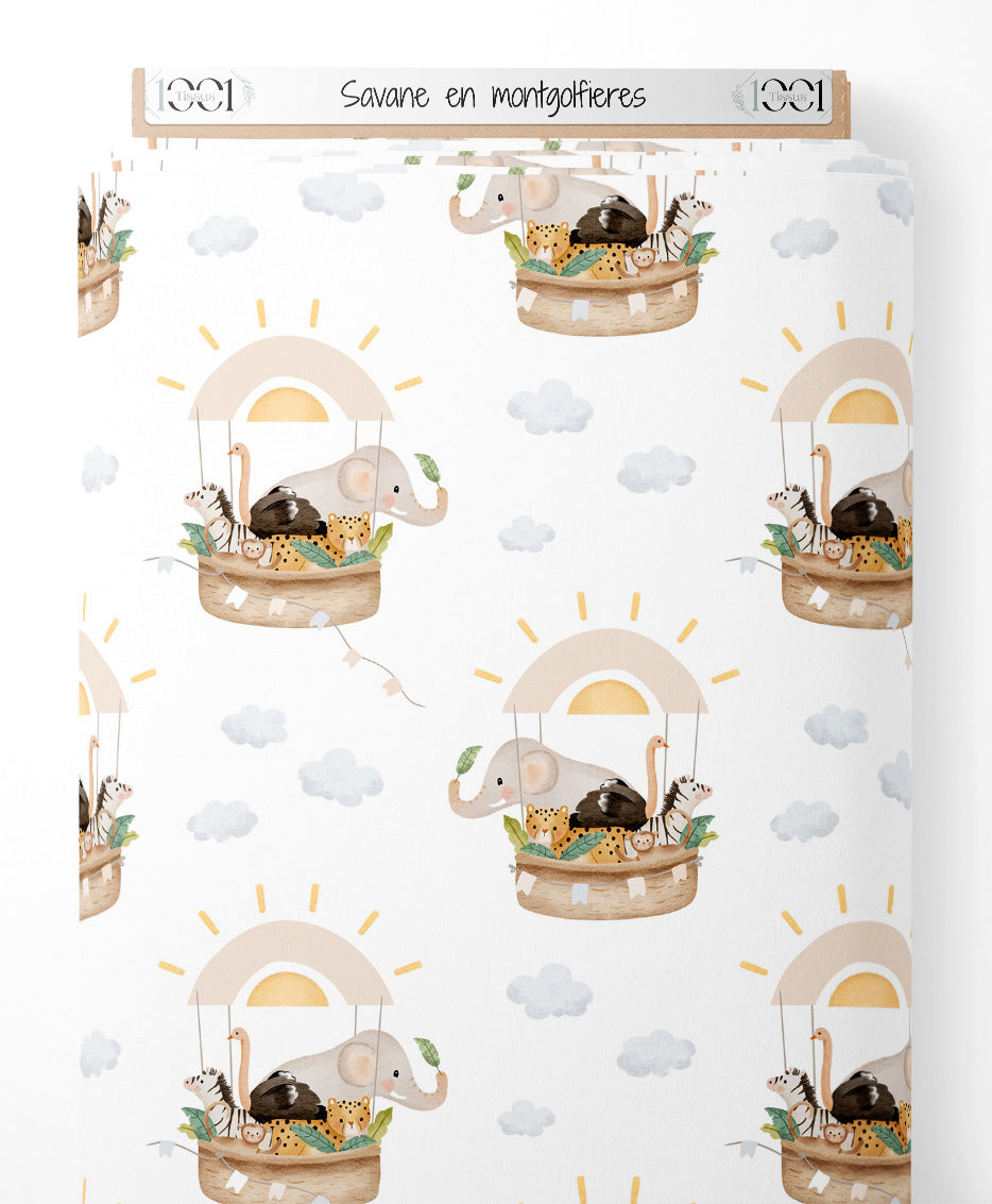 Tissu - Savane en montgolfières