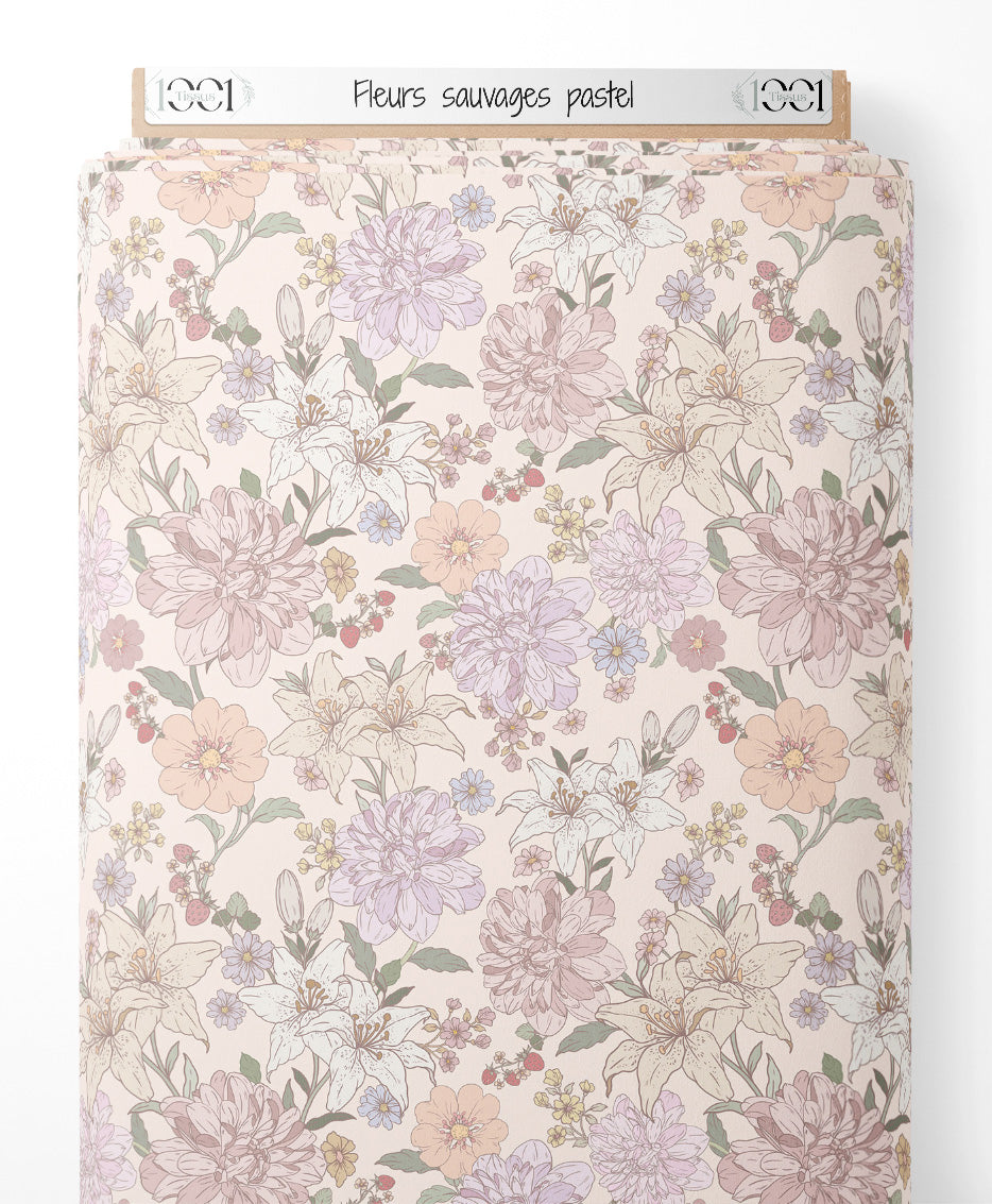 Tissu - Fleurs sauvages pastel
