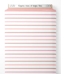 Tissu - Rayures roses et beiges fines