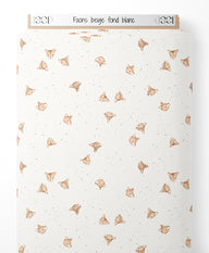 Tissu - Faons beige sur fond blanc