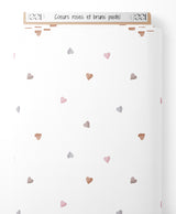 Tissu - Cœurs roses et bruns pastel