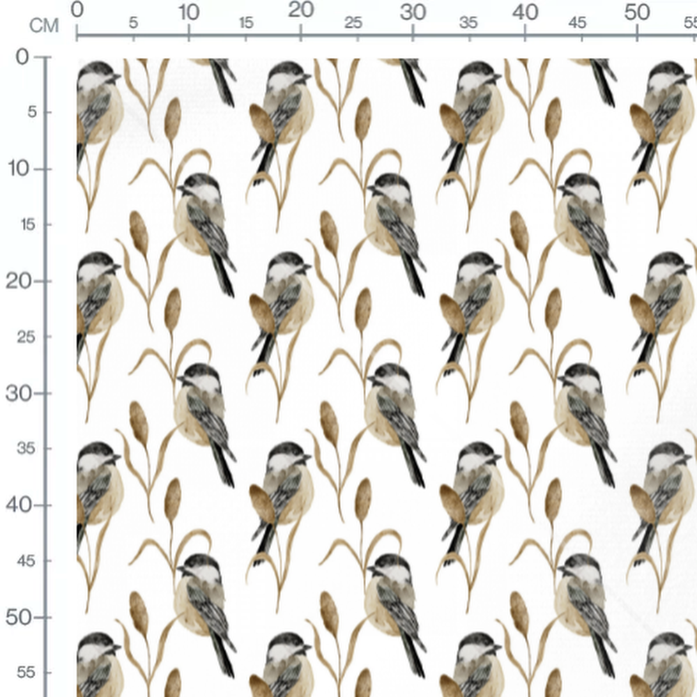 Tissu - Oiseaux et roseaux aquarelle