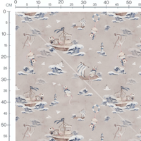 Tissu - Souris marines sur beige