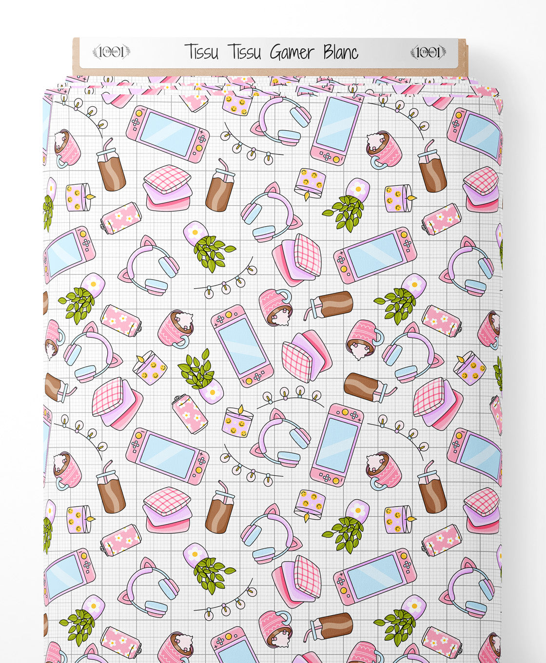 Tissu - Tissu Gamer Blanc