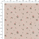Tissu - Roses roses et bourgeons verts