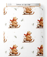 Tissu - Animaux sur luge neige