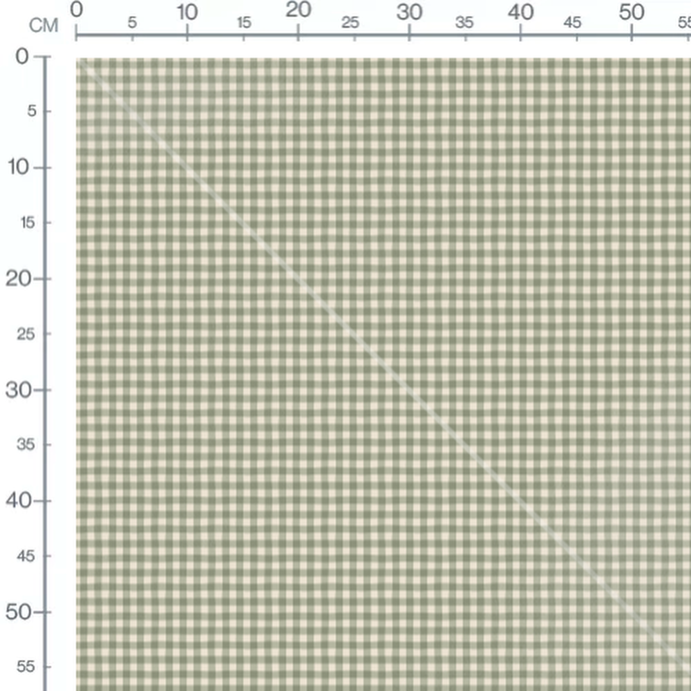 Tissu - Carreaux verts classiques sur crème
