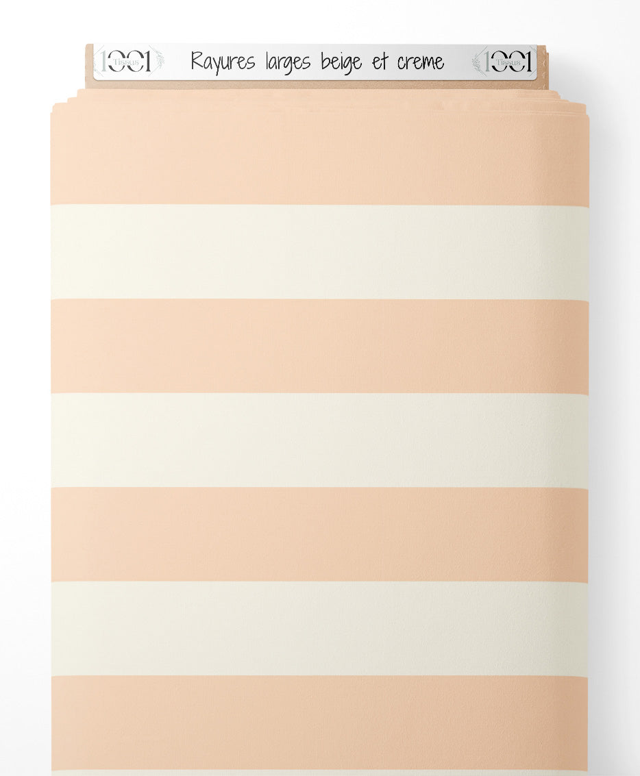 Tissu - Rayures larges beige et crème