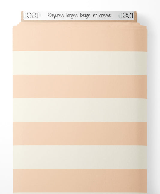 Tissu - Rayures larges beige et crème