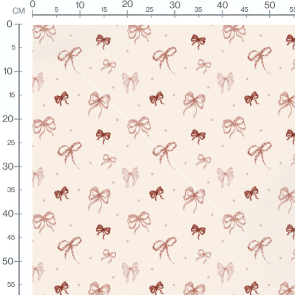 Tissu - Nœuds roses sur fond beige