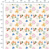 Tissu - Fleurs variées sur crème
