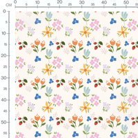 Tissu - Fleurs variées sur crème