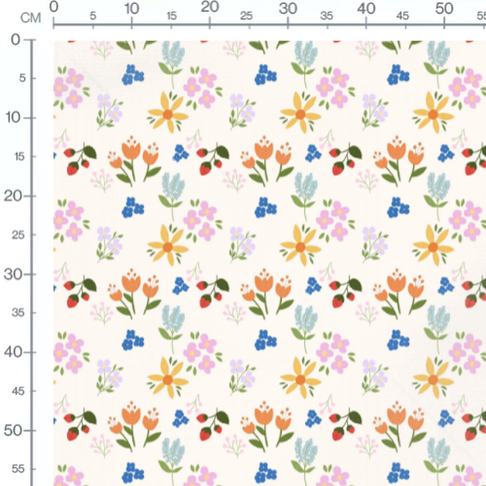 Tissu - Fleurs variées sur crème