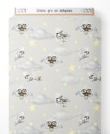 Tissu - Chiens gris en deltaplane