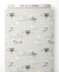 Tissu - Chiens gris en deltaplane