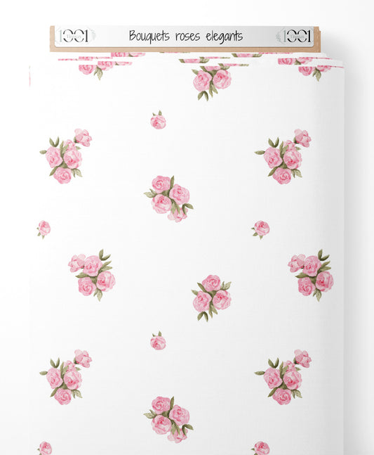 Tissu - Bouquets roses élégants