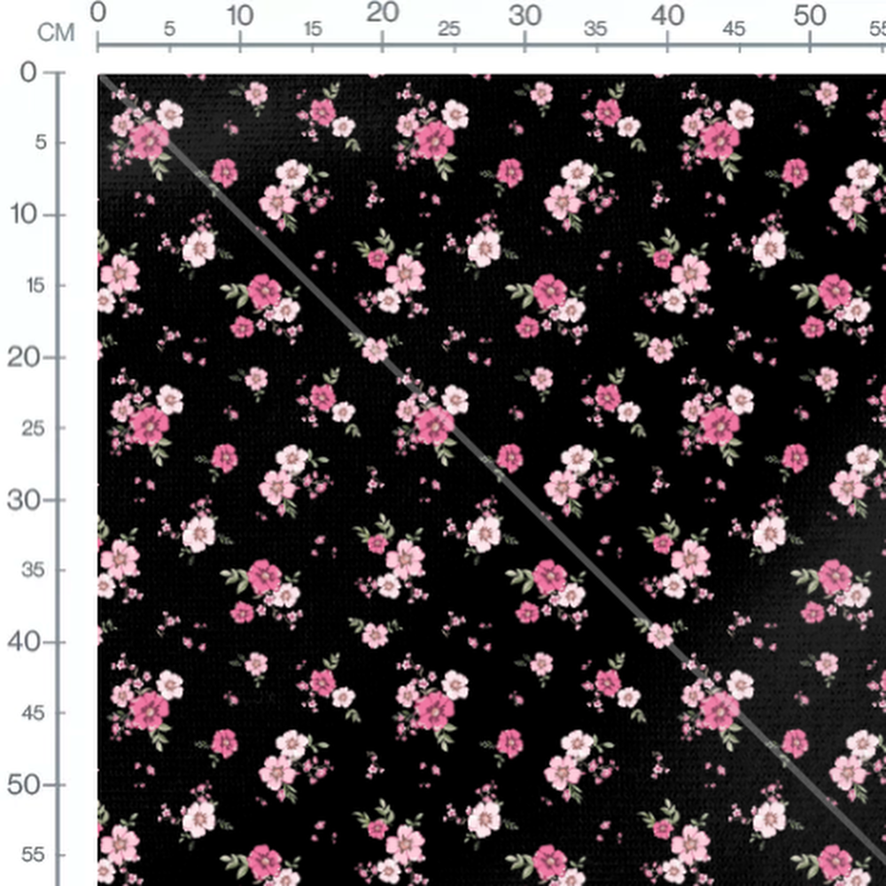 Tissu - Fleurs roses et blanches 5