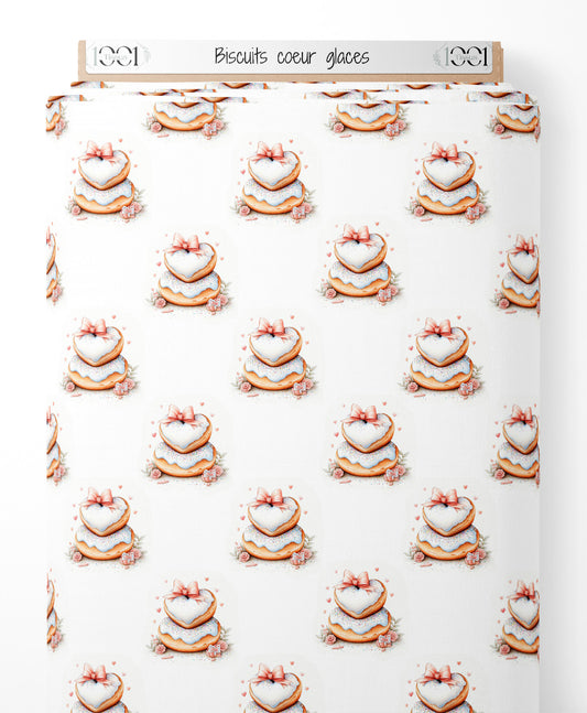 Tissu - Biscuits cœur glacés