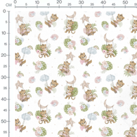 Tissu - Tigres souriants sur fond blanc
