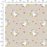 Tissu - Lapins et fleurs sur fond beige 2