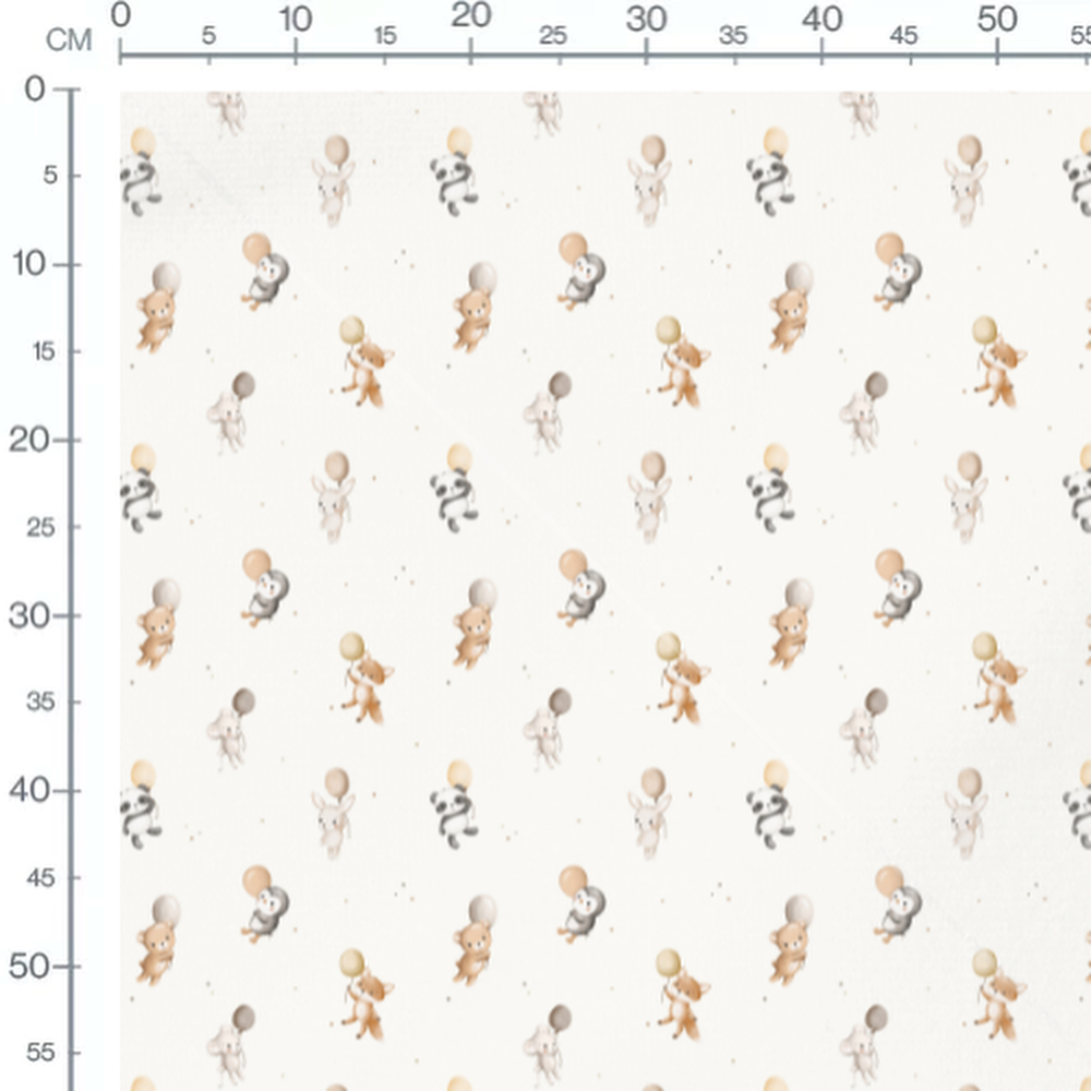 Tissu - Animaux festifs sur fond blanc