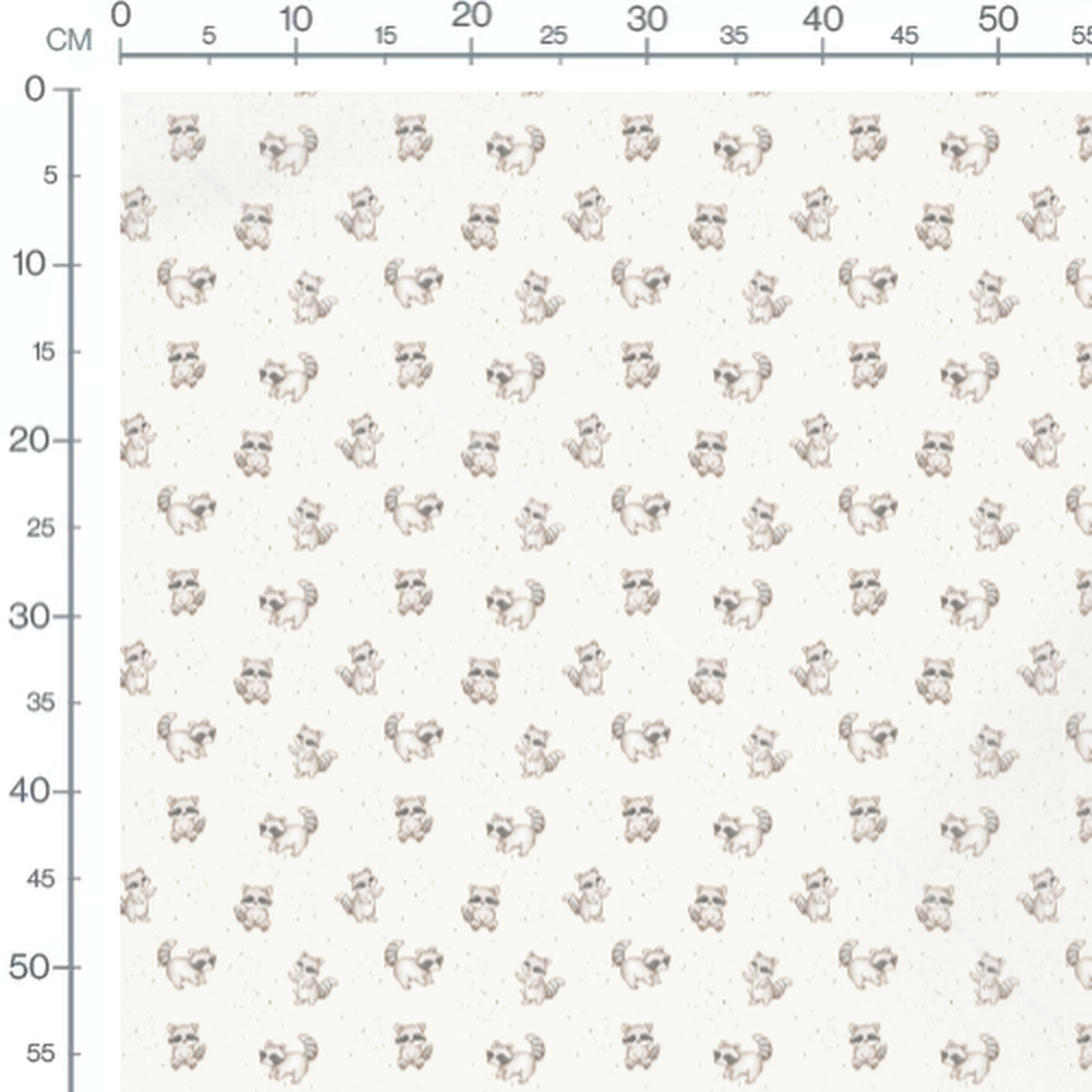 Tissu - Raton laveurs sur fond blanc