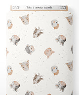 Tissu - Têtes d'animaux aquarelle