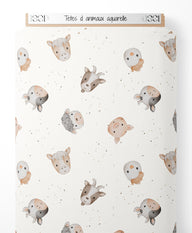 Tissu - Têtes d'animaux aquarelle