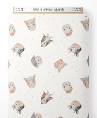 Tissu - Têtes d'animaux aquarelle