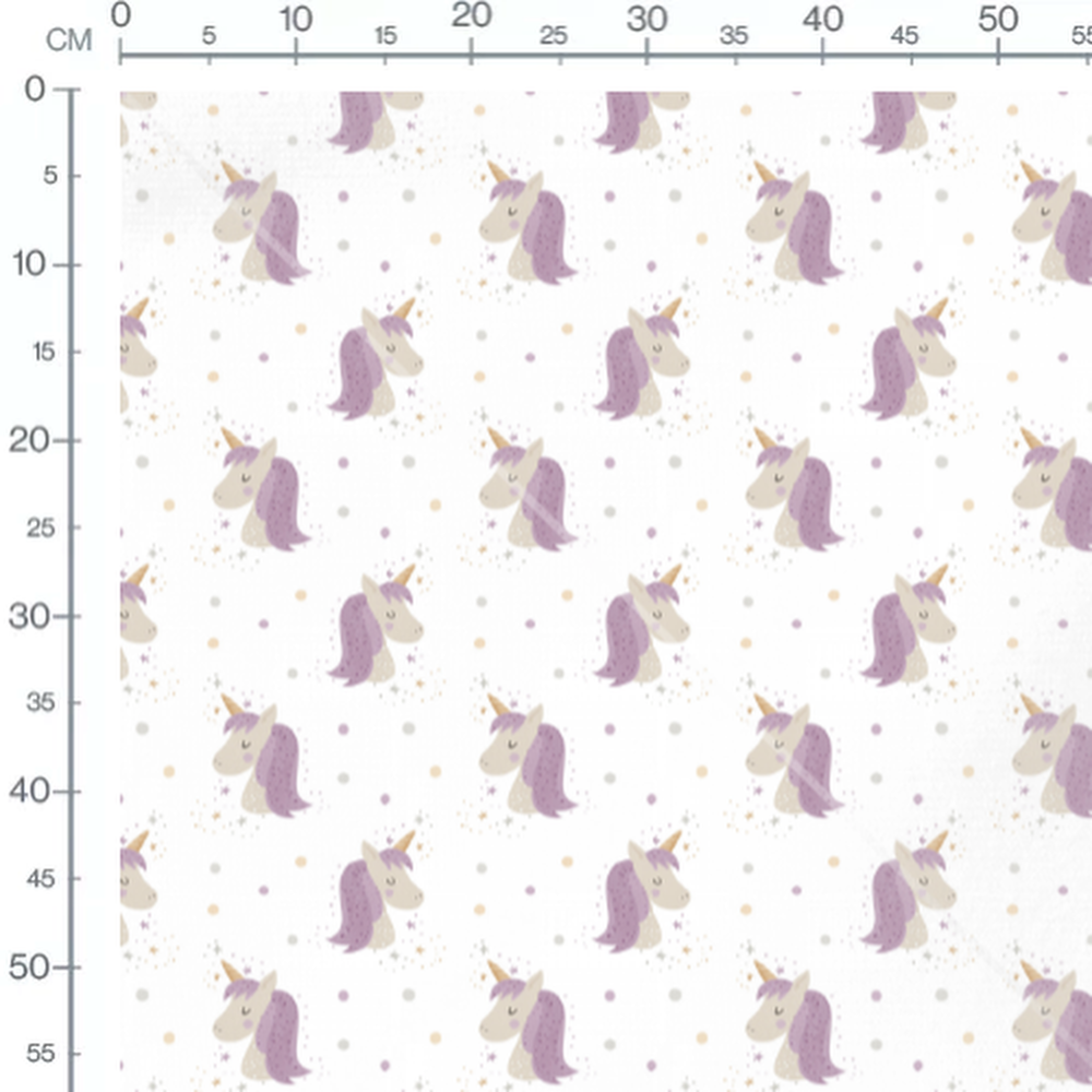 Tissu - Licornes violettes et étoiles