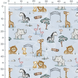 Tissu - Animaux de zoo dessinés