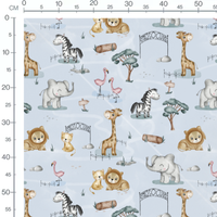 Tissu - Animaux de zoo dessinés