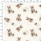 Tissu - Ours avec ballons de football