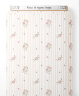 Tissu - Roses et rayures beiges