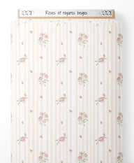Tissu - Roses et rayures beiges