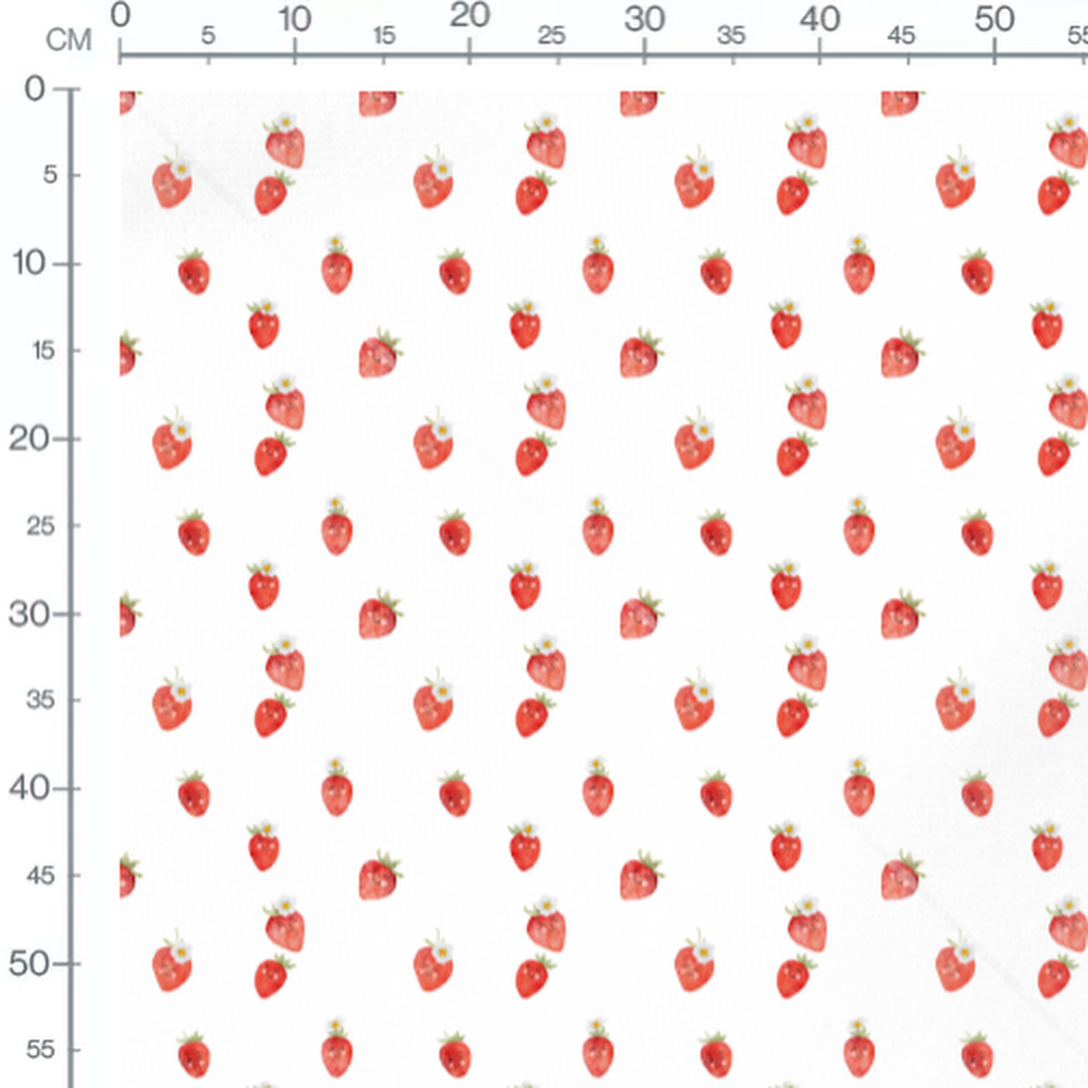Tissu - Fraises joyeuses sur blanc