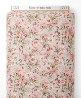 Tissu - Roses et baies roses