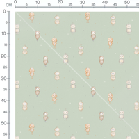 Tissu - Petits robots sur fond vert