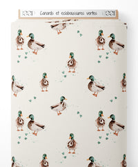 Tissu - Canards et éclaboussures vertes