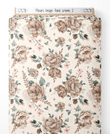 Tissu - Fleurs beige sur fond crème 2
