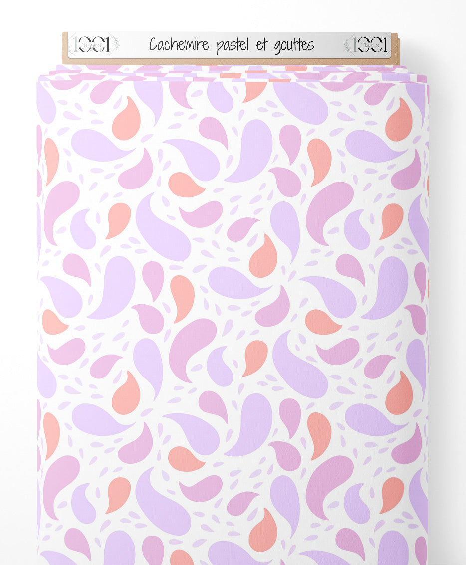 Tissu - Cachemire pastel et gouttes